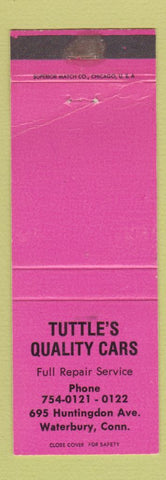 Matchbook Cover - Tuttle's Quality Cars Waterbury CT WEAR