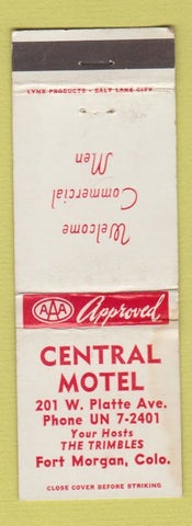 Matchbook Cover - Central Motel Fort Morgan Colorado WEAR