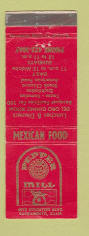 Matchbook Cover - Pepper Mill Sacramento CA restaurant