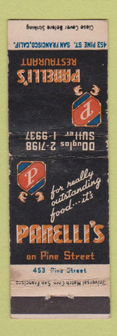 Matchbook Cover - Panelli's Restaurant San Francisco CA WEAR
