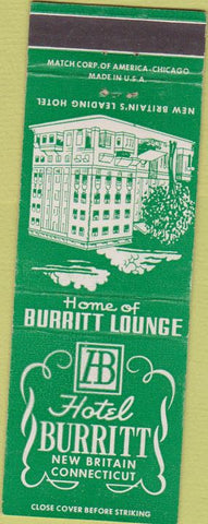 Matchbook Cover - Hotel Burritt New Britain CT