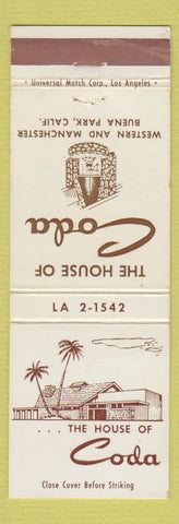 Matchbook Cover - House of Coda Buena Park CA