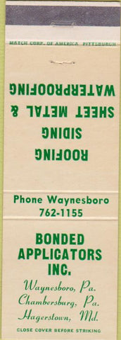 Matchbook Cover - Roofing Siding Waynesboro Chambersburg PA