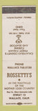 Matchbook Cover - Rossetti's Restaurant Wallace CA