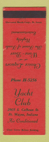 Matchbook Cover - Yacht Club Fort Wayne IN SAMPLE