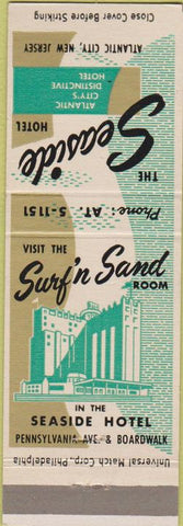 Matchbook Cover - Seaside Hotel Atlantic City NJ