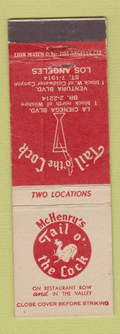 Matchbook Cover - Tail o the Cock Los Angeles CA