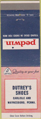 Matchbook Cover - Pedwin Shoes Dutrey's Waynesboro PA