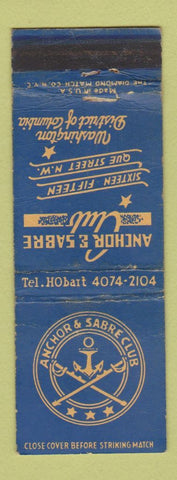 Matchbook Cover - Anchor & Sabre Club Washington DC WEAR