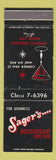Matchbook Cover - Sager's Restaurant New York City