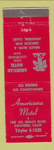 Matchbook Cover - Americana Motel Anaheim CA