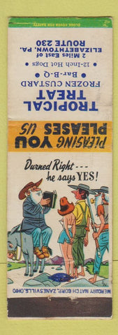 Matchbook Cover - Tropical Treat Custard Elizabethtown PA hillbilly