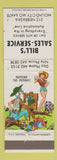 Matchbook Cover - Bill's Sales Auto Parts Mound City MO hillbilly WORN BACK