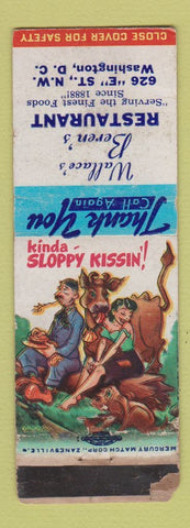 Matchbook Cover - Wallace's Beren's Restaurant Washington DC POOR STRIKER