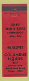 Matchbook Cover - Columbus Liquor North Long Beach CA