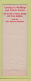 Matchbook Cover - Hi Hat Restaurant Burlington VT WEAR