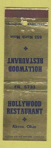 Matchbook Cover - Hollywood Restaurant Akron OH