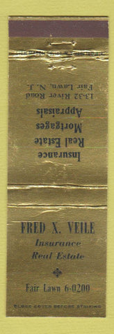 Matchbook Cover - Fred X Veile Insurance Real Estate Fair Lawn NJ
