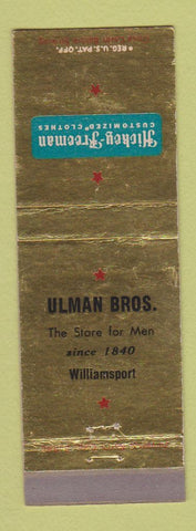 Matchbook Cover - Hickey Freeman Men's Clothes Ulman Bros Williamsport PA
