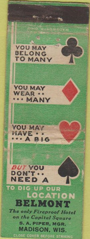 Matchbook Cover - Belmont Hotel Madison WI