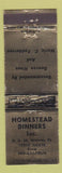 Matchbook Cover - Homestead Dinners between Terre Haute Indianapolis IN