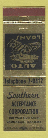 Matchbook Cover - Southern Acceptance Loans Chattanooga TN