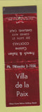 Matchbook Cover - Villa de la Paix French Restaurant Oakland CA