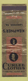 Matchbook Cover - Curlee Men's Clothes Kempner's Lansford PA WEAR
