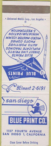 Matchbook Cover - Blue Print Co San Diego CA