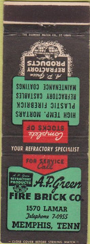 Matchbook Cover - Green Fire Brick Co Memphis TN