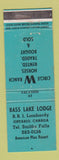 Matchbook Cover - Bass Lake Lodge Lombardy ON