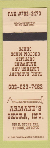 Matchbook Cover - Armand's Skora Tack Saddle Tucson AZ