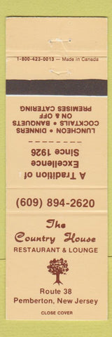 Matchbook Cover - Country House Restaurant Pemberton NJ