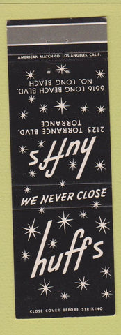 Matchbook Cover - Huff's Restaurant North Long Beach Torrance CA