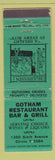 Matchbook Cover - Gotham Restaurant Bar Grill New York City