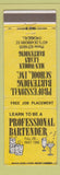 Matchbook Cover - Professional Bartending School Chicago IL