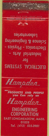 Matchbook Cover - Hampden Engineering East Longmeadow MA WEAR