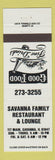 Matchbook Cover - Savanna Family Restaurant Lounge Savanna IL