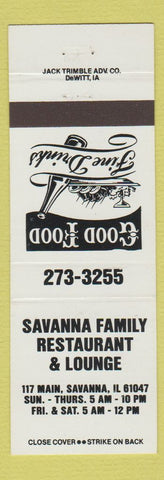 Matchbook Cover - Savanna Family Restaurant Lounge Savanna IL