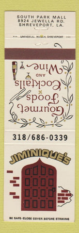 Matchbook Cover - Jiminique's Restaurant Shreveport LA