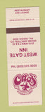 Matchbook Cover - Otto's Restaurant West Gate Inn Grand Junction Colorado