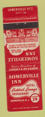 Matchbook Cover - Somerville Inn NJ WORN