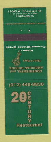 Matchbook Cover - 20th Century Restaurant Elmhurst IL