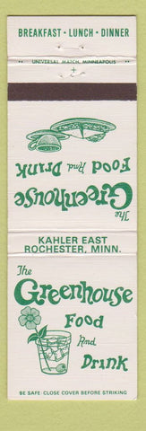 Matchbook Cover - Greenhouse Restaurant Kahler East Rochester MN