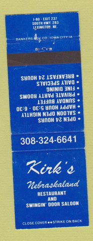 Matchbook Cover - Kirk's Restaurant Lexington NE
