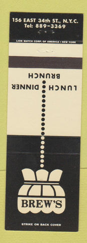 Matchbook Cover - Brew's Restaurant New York City