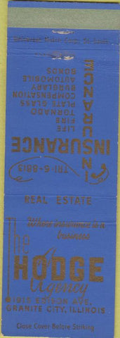 Matchbook Cover - Hodge Insurance Agency Granite City IL