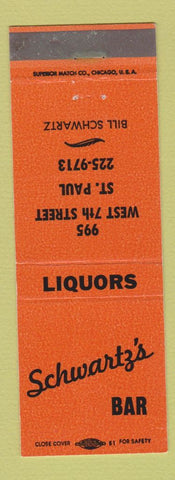 Matchbook Cover - Schwartz's Bar St Paul MN