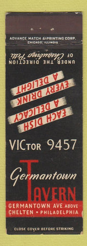 Matchbook Cover - Germantown Tavern Philadelphia PA ADVANCE