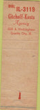 Matchbook Cover - Gitchoff Kosta real estate insurance Granite City IL CREASE